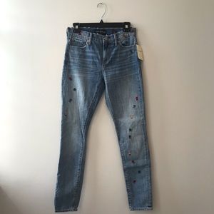 LUCKY BRAND ava skinny jean with bug embroidery